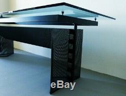 Table Tesi Mario Botta Glass And Metal Black Deployed Very Good Condition