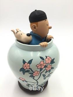 Tintin Snowy Vase Lotus Blue Box Certificate Mythical Image Very Good Condition