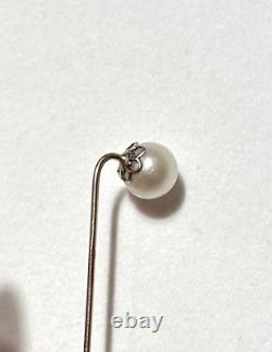 Vintage 18K Gold Tie Pin or Scarf Pin with 1.5g Pearl in Very Good Condition