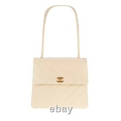Vintage Chanel Handbag In Beige Quilted Lamb Leather In Very Good Condition