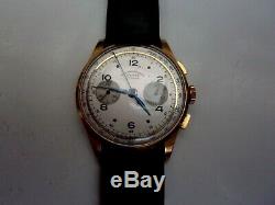Watch Chronograph Swiss 18k Gold Very Good Condition Works Perfectly