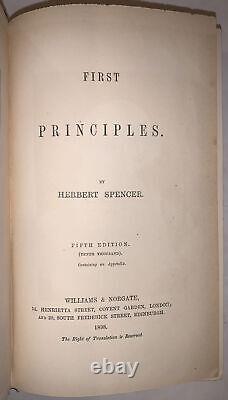 1898, Herbert Spencer, Premier Principes, Philosophy, Très Bon État