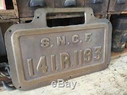 Ancienne plaque sncf locomotive train bronze 141R1193 très bon état 1930