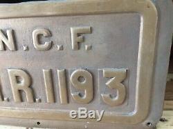 Ancienne plaque sncf locomotive train bronze 141R1193 très bon état 1930