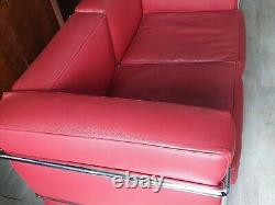 Canape cuir occasion rouge design très bon état