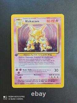 Carte Pokémon Alakazam Holo 1/102 Wizards Set De Base FR Très Bon État