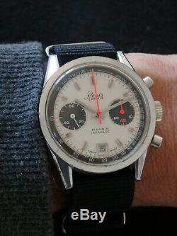 Chronographe Renis montre vintage panda, superbe! Valjoux 7734. Très bon état