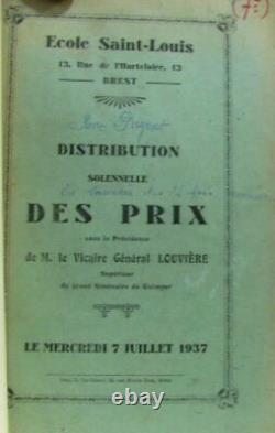 Distribution solennelle des prix école saint louis 1936-37-38 Très bon état