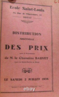 Distribution solennelle des prix école saint louis 1936-37-38 Très bon état