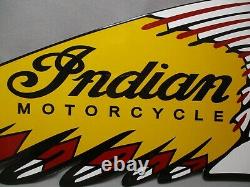Dv10052 Plaque Emaillee Indian Motorcycle 61x19cm USA Tres Bon Etat Enamel
