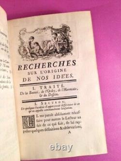 HUTCHESON Recherches sur l'origine des idées E. O. 1749 Très bon état
