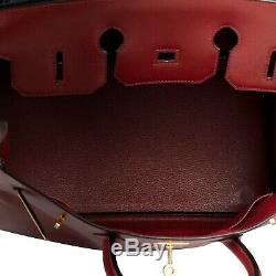 Hermès Birkin 35 en cuir Box Bordeaux, accastillage plaqué or, très bon état