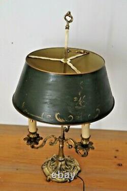 Lampe bouillotte Bronze Abat jour vert en très bon état