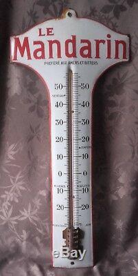 Le Mandarin Plaque Émaillée Thermomètre Authentique Années 20 Très Bon État