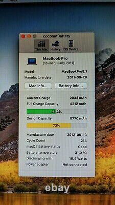 Macbook Pro 13 intel Core i5 8Go RAM SSD 256Go Très bon état