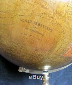 Mappemonde Globe Terrestre Ancien Delamarche Tres Bon Etat Vers 1880-1900