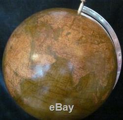 Mappemonde Globe Terrestre Ancien Delamarche Tres Bon Etat Vers 1880-1900