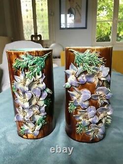 Rare paire de vases barbotine très bon état