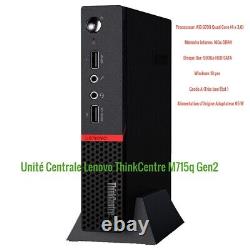 Unité Centrale Lenovo ThinkCentre M715q RAM 16GB DD 500 GB AMD PRO Très Bon ETAT