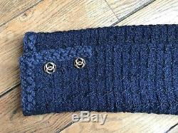 Veste CHANEL 40 Tweed Vintage Bleu Marine Très bon état